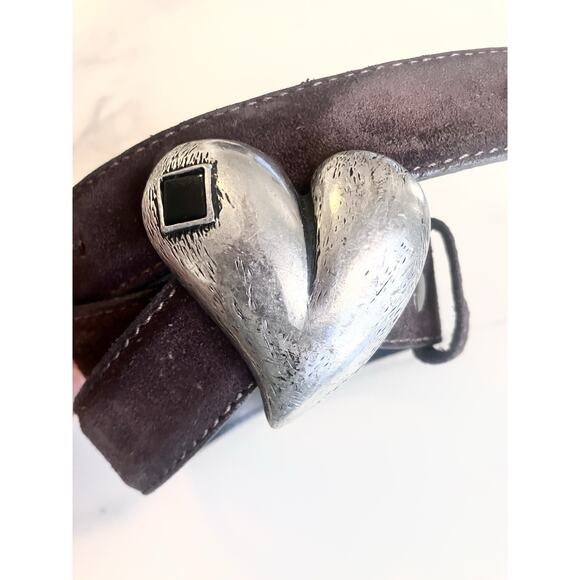 Vintage Vicenza Belt Large Heart Buckle Genuine Italian Calfskin Leather SZ 30 main image 6